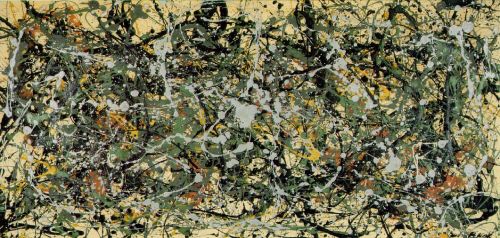 Number 8, olieverf, emaille, aluminiumverf, Jackson Pollock, 1949, (86.6 x 180.9 cm) Neuberger Museum of Art, Purchase College, State University of New York,